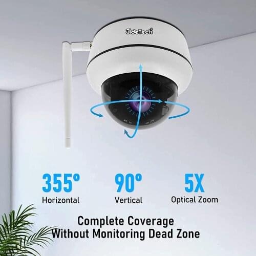 JideTech Surveillance Camera With Wifi 5MP PTZ IP Camera 5x Zoom High Speed Dome Security Camera Outdoor CCTV IP66 Waterproof