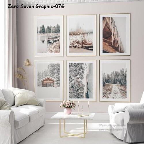 Canvas Posters And Prints Winter Landscape Forest Path Snow Wooden House Picture For Living Room Decoration Gallery Wall Art