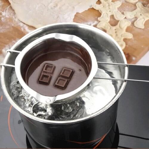 Stainless Steel Chocolate Butter Melt Pot Hot Water Heating Long Handle Ting Bowl Baking Pastry Cooking Dessert DIY Kitchen Tool