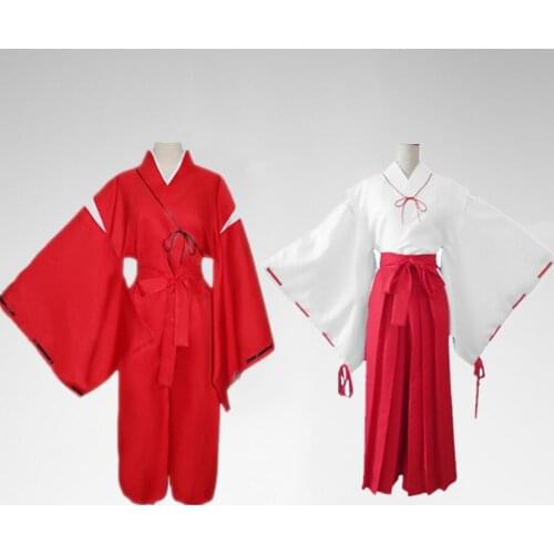 Inuyasha Cosplay Costume Kikyo Kimono Full Set Inuyasha Halloween Accessories Ear Necklace Nails Socks halloween costumes