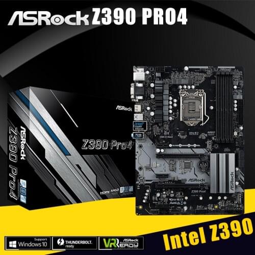 ASRock Z390 Pro4 Motherboard LGA 1151 IntelZ390 DDR4 64GB PCI-E 3.0 M.2 Interface SATAIII interface HDMI-Compatible USB 3.1 ATX