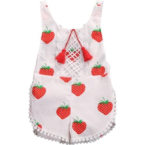 Cute Strawberry Newborn Baby Girl Floral Sleeveless Romper Jumpsuit Clothes Outfits! Size 0-4T