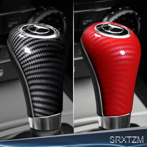 Car styling ABS Carbon Texture Car Silicone Gear Shift Head Cover For Mercedes w204 w212 C E A G class CLS