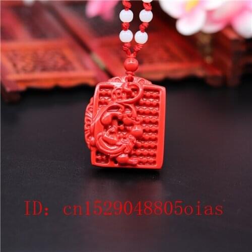 Natural Red Organic Chinese Cinnabar Tiger Dragon Pendant Necklace Fashion Charm Jewellery Carved Amulet Gifts for Women Men