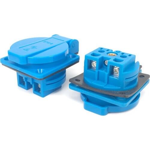 10pcs Germany France Waterproof AC power socket 16A 250V wired German EU Industrial Plug Electrical Socket with waterproof cover