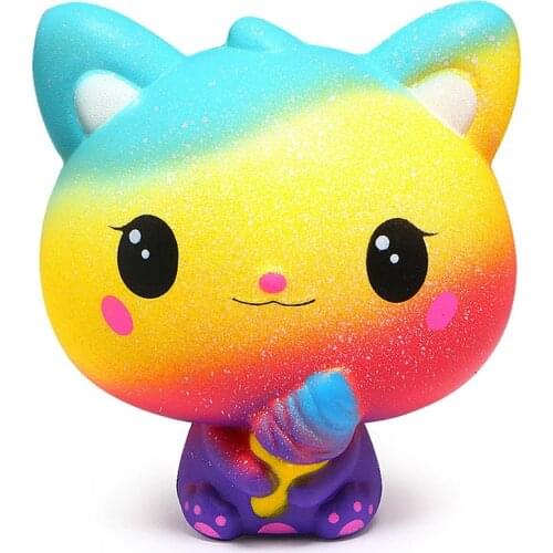 New yellow Ice Cream Cat Kitty Squishy Slow Rising Cute Jumbo Strap Soft Squeeze Scented Bread Cake Toy Gift Kid Fun