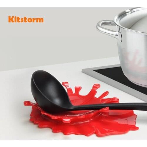 4 Colors Splattering Blood Stand Spoon Holder Stove Organizer Soup Spoon Rests Kitchen Storage Accessories