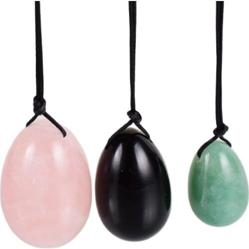 Original Stone Yoni Egg 3 pcs Massage Mix Set Natural Jade Rose Quartz Ball Pelvic Floor Muscle Training Vaginal Kegel Exercise