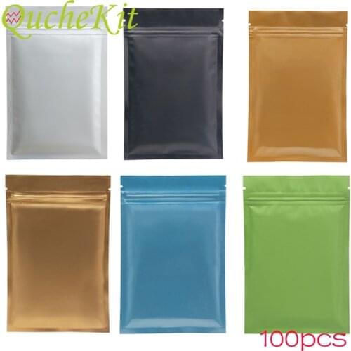 100pcs Multicolor Aluminum Foil Bag Self Seal Vacuum Packing Food Storage Bag Resealable Kitchen Baking Jewellry Ziplock Bag