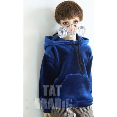 1/4 1/3 Scale BJD Clothes Casual Blue Velvet Hooded Sweatshirt For BJD/SD MSD SD13 SD17 SSDF Strong Uncle Doll Accessories C0934