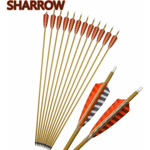 6/12Pcs 30" Spine 500 Archery Pure Carbon Arrows 4" Natural Feather Arrow Carbon Replaceable Broadheads For Shooting Accessories