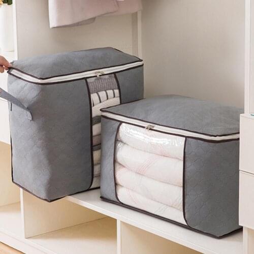 Useful Blanket Storage Bag Foldable Space-saving Quilt Storage Box Waterproof Stackable Blanket Storage Bag for Wardrobe