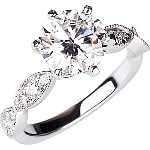 Dazzling Big Diamond Real S925 Sterling Silver Womens Ring Exquisite Engagement Wedding Party Luxury and Elegance Mossan Stone