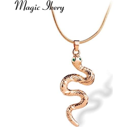 Magic Ikery Gold Color Snake Necklace 2016 Hot Selling Animal Pendants Necklace Fashion Jewelry for Women Party MKY2216