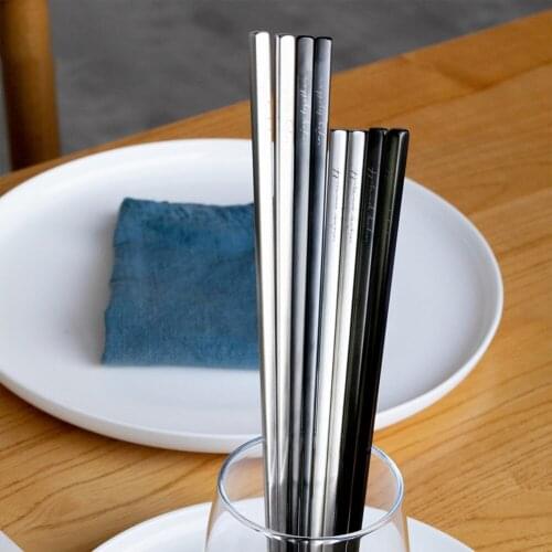 1Pair Stainless Steel Non-slip Chopsticks Reusable Food Sushi Sticks Deep-fried Hot Pot Long Chopsticks Household Kitchen Tools