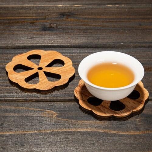 1pc Tea pad Tea Coffee Cup Pad Placemats Decor Wood Coasters Durable Heat Resistant Square Round Drink Mat Bowl Teapot Tea Cup