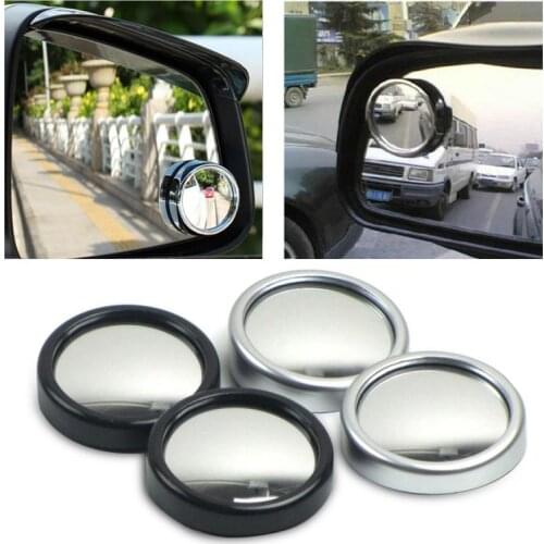 2Pcs 360 Degree Blind Spot Mirror For Car Reverse Ultrathin Stick-on Wide Angle Round Convex Rear View Mirror