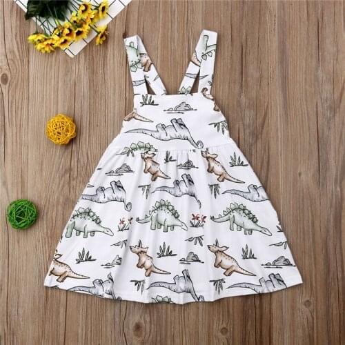 2021 Toddler Baby Girl Sleeveless Backless Dinosaurs A-Line Cute Princess Party Dress Clothing 6Moonths-4Years
