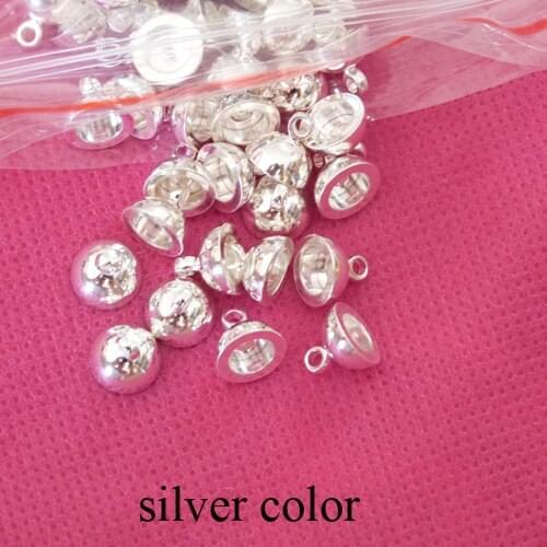 50pcs/lot 4x6mm/5x8mm/6x10mm diam bowl end top cap for glass bottle charms findings--color option