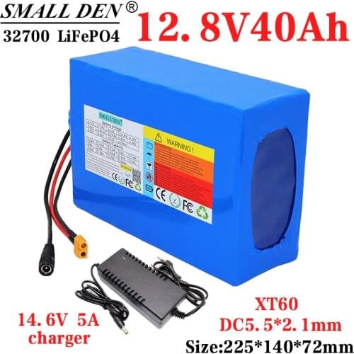 12.8V 40Ah Lifepo4 battery pack+14.6V 5A charger 4S6P 32700 with 40A same port balanced BMS 12V power supply + charger