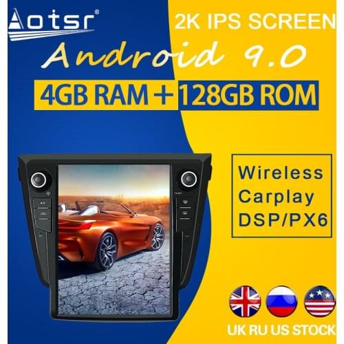 128GB ROM For Nissan X-Trail X Trail T32 Qashqai J11 Rogue 2013-2019 Android 9.0 Tesla Style PX6 Carplay Car GPS Navigation