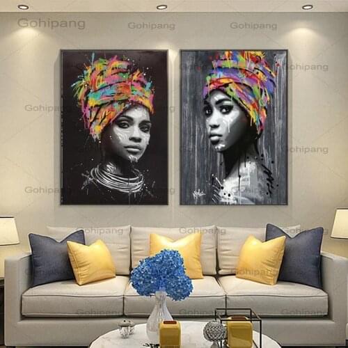 Black African Nude Woman Cuadros Hd Canvas Painting Posters and Prints Scandinavian Wall Art Picture for Living Room Decoration