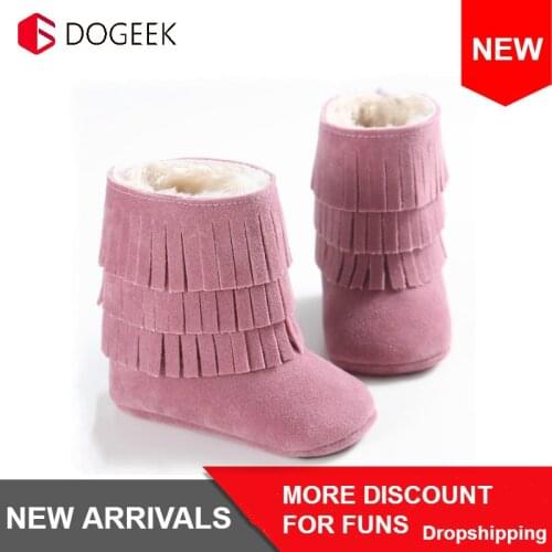 DOGEEK Winter Baby Boots Infant Soft Newborn Shoes Baby Girl Boy Kid Fringe ShoesSoled Anti-slip Super Warm Boots Booties LM58