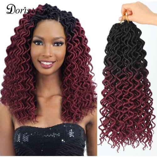 Doris beauty Goddess Faux Locs Curly Crochet Braids Hair 24Roots 18Inch Ombre Synthetic Dreadlocks Hair Extensions For Women
