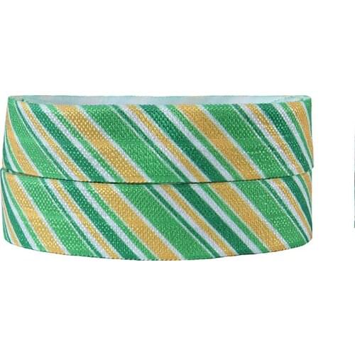FLRA FOE (100yards/lot) Cheap wholesale st patrick stripe fold over elastic ribbon