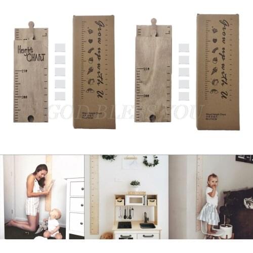 Wooden Wall Hanging Baby Height Measure Ruler Wall Sticker Decorative Props Child Kids Growth Chart Bedroom Home Decoration