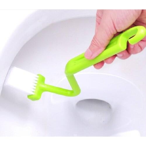 Hot sell Bending toilet brush side corner cleaning brush Bathroom Accessories Curved Handle Ceramic free shipping