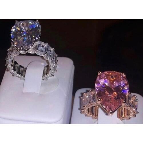 Vintage Water Drop 8ct Lab Diamond Ring 925 sterling silver Jewelry Engagement Wedding band Rings for Women men Party Bijou Gift