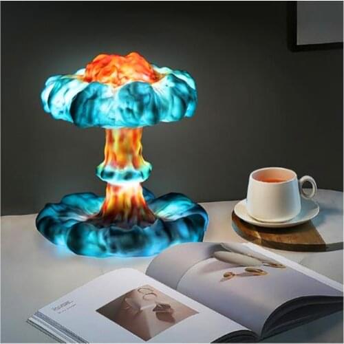 Creative Night Light Mushroom Cloud LED Table Lamp Promise Colorful Dimming 3D Printing USB Resin Desktop Decorative Lamp