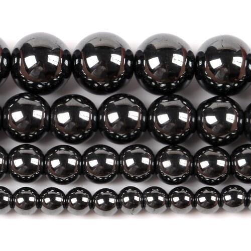 Natural A+ Black Hematite Stone Round Loose Spacer Beads For Jewelry Making 4/6/8/10/12mm Bracelet Handmade