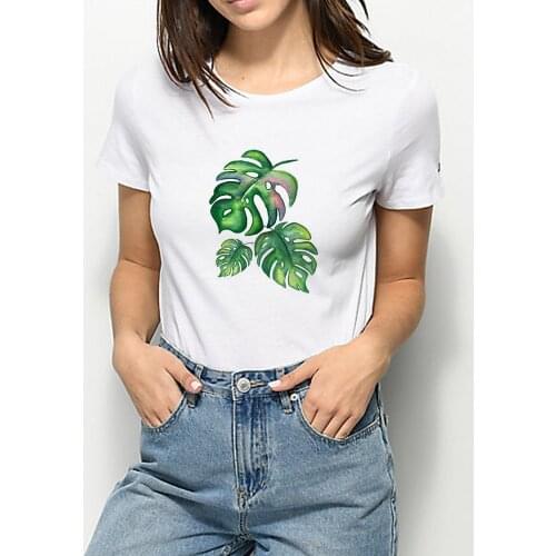 Gorgeous Pure Fresh Green Summer Tshirt Leaves Cactuses Vintage Fascinating T-shirt Harajuku Casual Comeliness Print T shirt