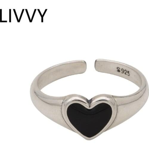 LIVVY 2021 Trend Silver Color European Inlaid With Silver And Gold Jewelry Ring Retro Fashion Tide Flow Open Ring