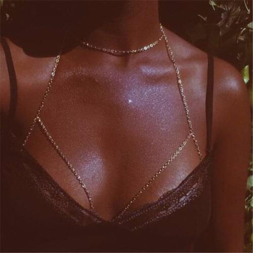 Fashion Sexy Pretty Women Bra Bikini Beach Harness Necklace Waist Belly Body Chain Jewelry #241361