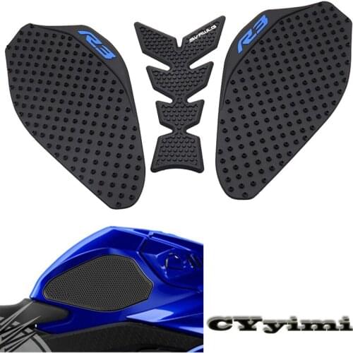 Motorcycle Anti Slip Tank Pad Sticker Side Gas Fish Bone Knee Grip Protector Decals For Yamaha YZF R3 YZFR3 2019 20