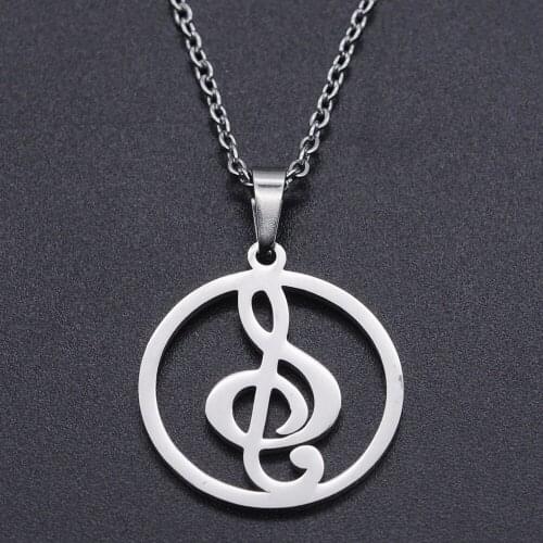 Music Note Stainless Steel Charm Necklace for Women Fashion Jewelry Necklaces Wholesale Accept OEM Order Dainty Steel Necklaces