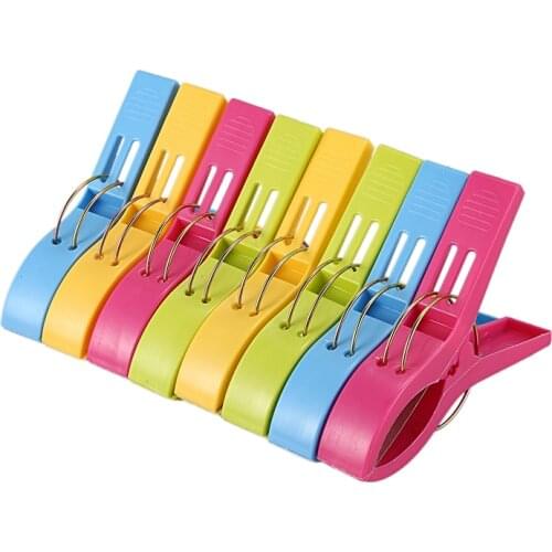 Pack of 8 Large Bright Colour Plastic Beach Towel Pegs Clips for Sunbed various colours