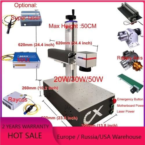 30W desktop mini double red light fiber laser marking machine 50w Raycus metal engraving machine for metal carving mobile repaiR