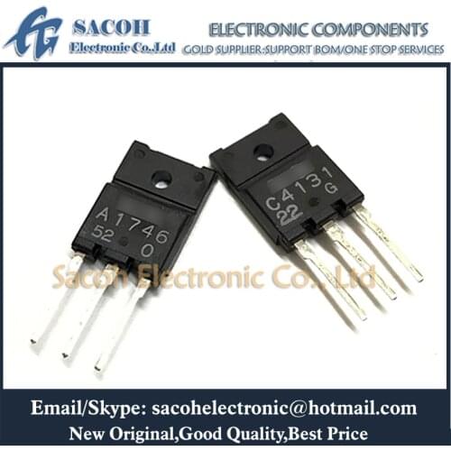 Original 5Pairs(10PCS)/Lot 2SA1746 A1746 + 2SC4131 C4131 TO-3PF Silicon NPN + PNP Epitaxial Planar Transistor
