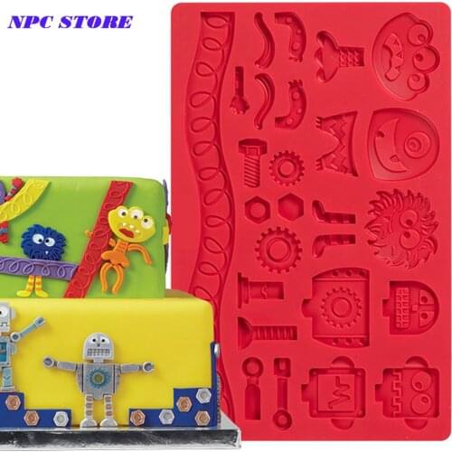 NPC SILICONE ROBOTS AND MONSTERS FONDANT AND GUM PASTE MOLD,SUGAR CRAFT MOULDS,CAKE CUPCAKES DECORATING MOLDS WILTON STYLE