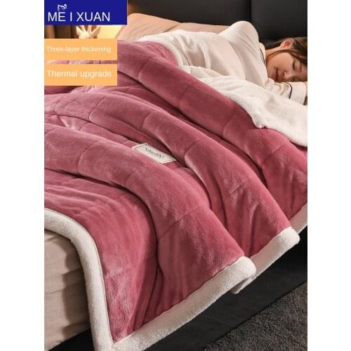 Coral Fleece Blanket Duvet Sofa Cover Winter Single Thickened Student Dormitory Warm Double-Layer Flannel Bed Sheet