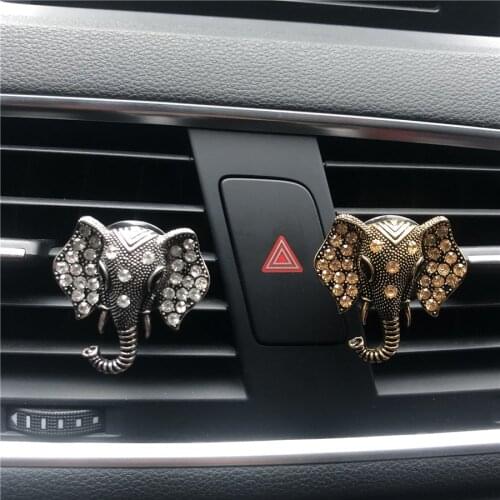 Lovely Long Nose Elephant Style Automobile perfume accessories Metal Elephant Lady Car Air Fresh Perfume clip