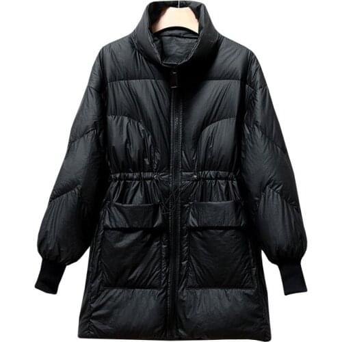 Winter New Down Jacket Women Mid-Length Fashion Loose White Duck Down Jacket Thick Warm Coat Parka Female Loose Puffer Jackets