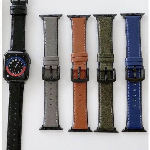 For Apple Watch Series 6 5 4 3 Series SE Watchband Leather with Silicone Watch Strap Replacement Band Wrist Bracelet 40mm 44mm