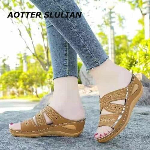 Female Shoes Open Toe Roman Style Sandals Summer Women Beach Shoes Femme Platform Sandals Zapatos De Mujer Embroidered Slippers