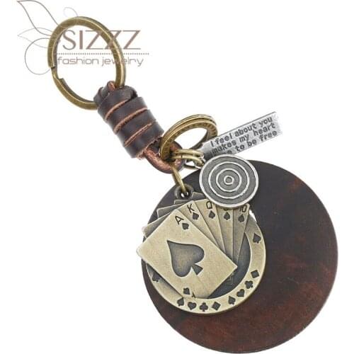 SIZZZ 2019 new vintage woven leather keychain for women/men