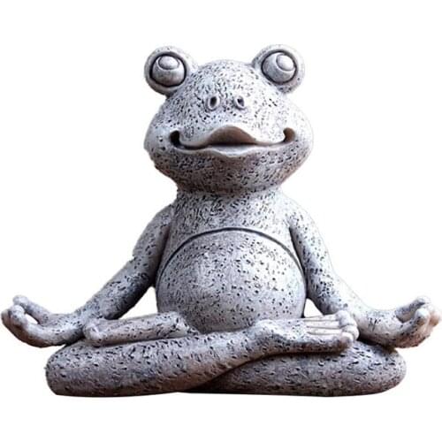 Yoga Frog Statue Garden Decoration Accessories Meditating Frog Miniature Figurine Frog Home Figurines & Miniatures